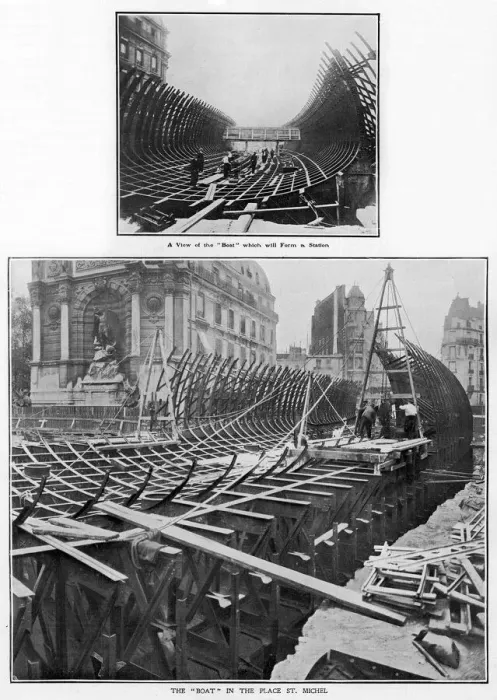 Framed Print : Building a boat to go beneath a street