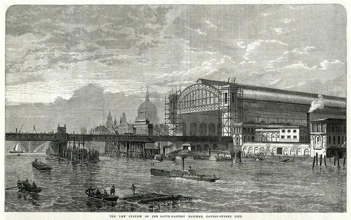 Framed Print : Building Cannon Street Station, London 1866 Framed Print : Building Cannon Street Station, London 1866