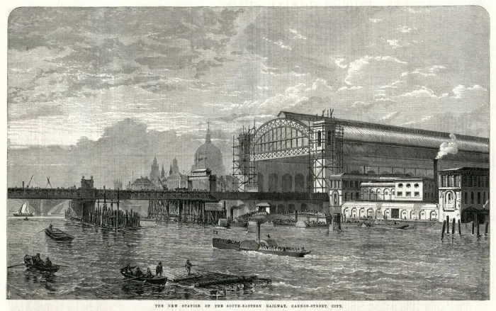 Framed Print : Building Cannon Street Station, London 1866 Framed Print : Building Cannon Street Station, London 1866