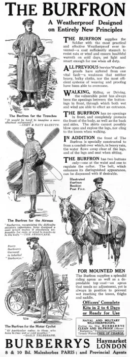 Framed Print : Burberry Burfron coat advertisement, WW1 Framed Print : Burberry Burfron coat advertisement, WW1