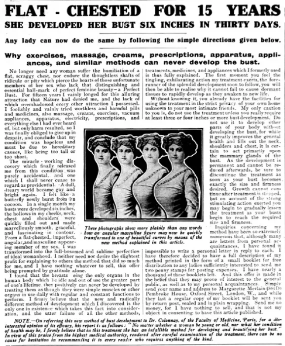 Framed Print : Bust Enhancement Advertisement, 1916