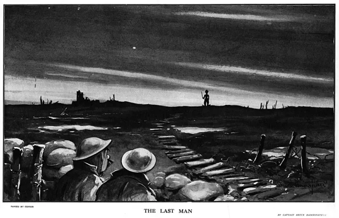 Framed Print : C3 (crossed out) CC, The Last Man by Bruce Bairnsfather Framed Print : C3 (crossed out) CC, The Last Man by Bruce Bairnsfather