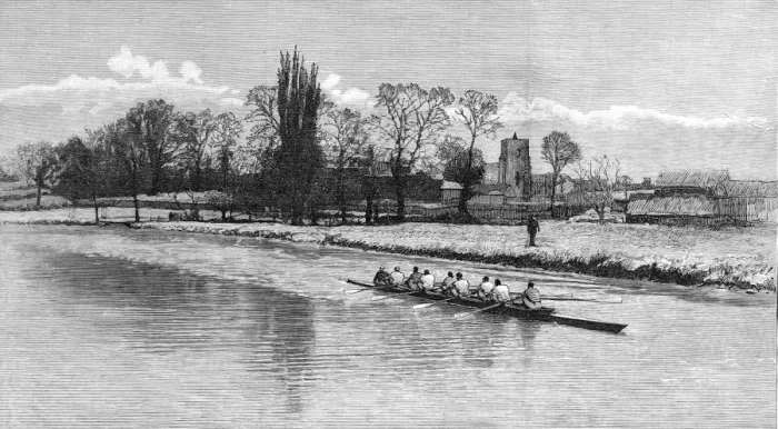 Framed Print : Cambridge Eight Rowing on the River Cam, 1890 Framed Print : Cambridge Eight Rowing on the River Cam, 1890