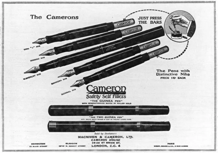 Framed Print : Cameron Pens advertisement Framed Print : Cameron Pens advertisement