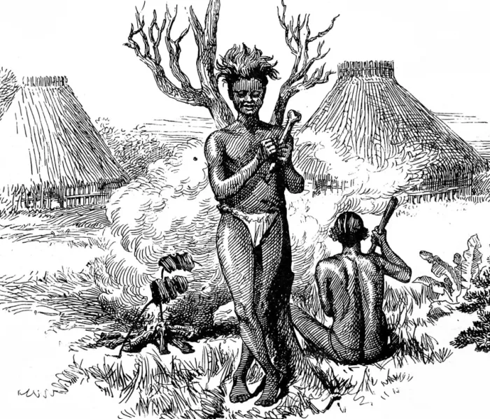 Framed Print : Cannibals cooking, Central Africa, 1888 Framed Print : Cannibals cooking, Central Africa, 1888