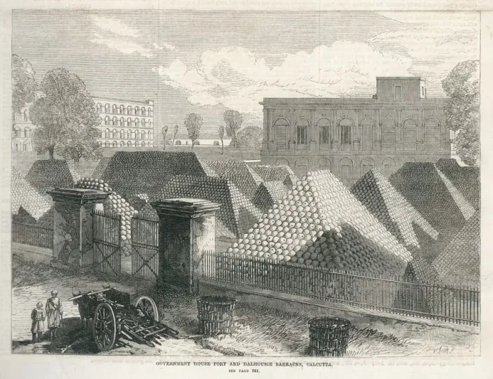 Framed Print : Cannon balls stored, Dalhousie barracks, Calcutta Framed Print : Cannon balls stored, Dalhousie barracks, Calcutta