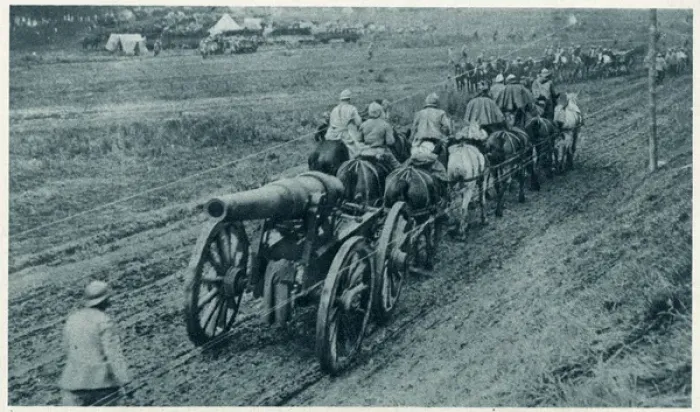 Framed Print : A captured gun being transported 1916 Framed Print : A captured gun being transported 1916