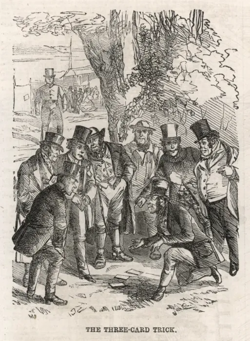 Framed Print : The Three Card Trick, 1860 Framed Print : The Three Card Trick, 1860