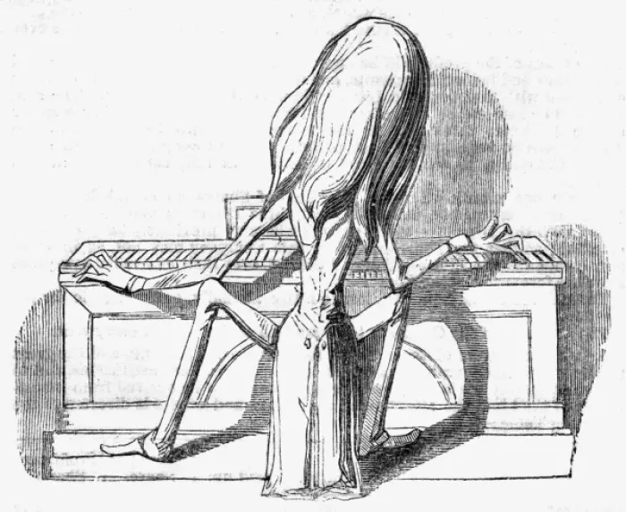 Framed Print : Caricature of Franz Liszt at the keyboard