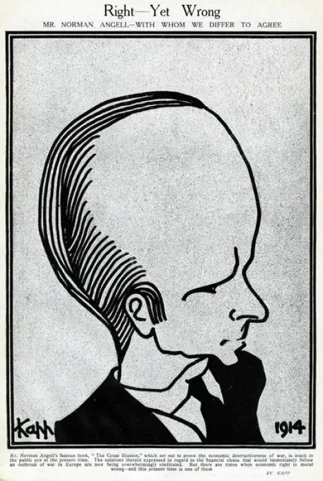 Framed Print : Caricature of Norman Angell, writer and politician