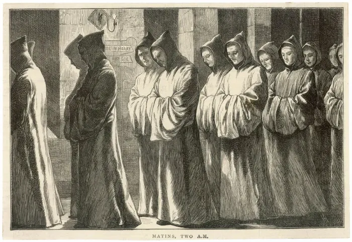 Framed Print : Carthusian monks process to matins at 2 am