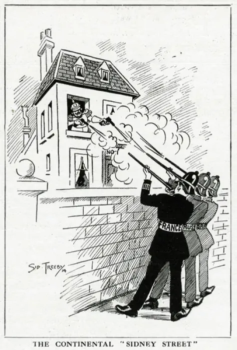 Framed Print : Cartoon, The Continental Sidney Street, WW1 Framed Print : Cartoon, The Continental Sidney Street, WW1