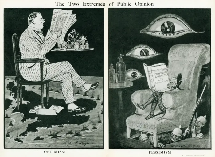 Framed Print : Cartoon, The Two Extremes of Public Opinion, WW1 Framed Print : Cartoon, The Two Extremes of Public Opinion, WW1