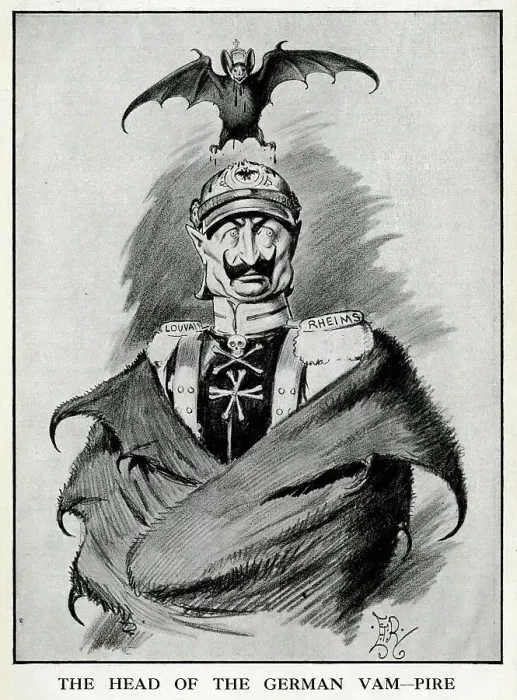 Framed Print : Cartoon, The Head of the German Vam-Pire, WW1 Framed Print : Cartoon, The Head of the German Vam-Pire, WW1