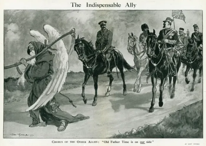 Framed Print : Cartoon, The Indispensable Ally, WW1 Framed Print : Cartoon, The Indispensable Ally, WW1