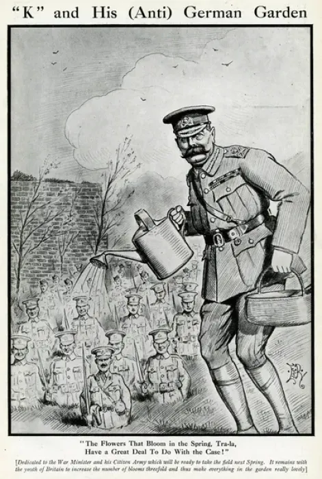 Framed Print : Cartoon, K and His (Anti) German Garden, WW1