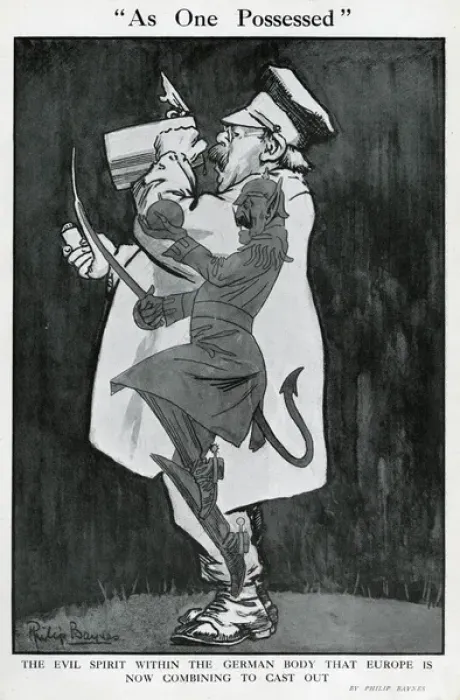 Framed Print : Cartoon, As One Possessed, WW1 Framed Print : Cartoon, As One Possessed, WW1