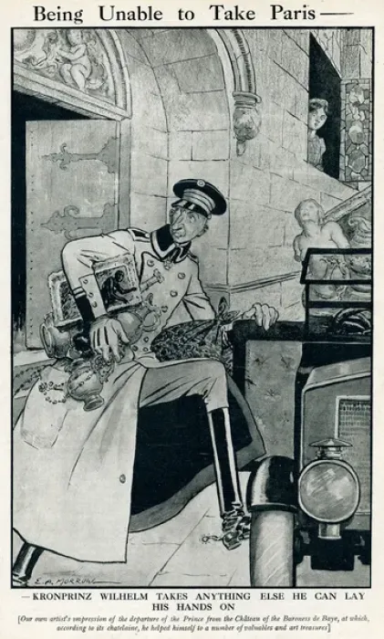 Framed Print : Cartoon, Being Unable to Take Paris, WW1