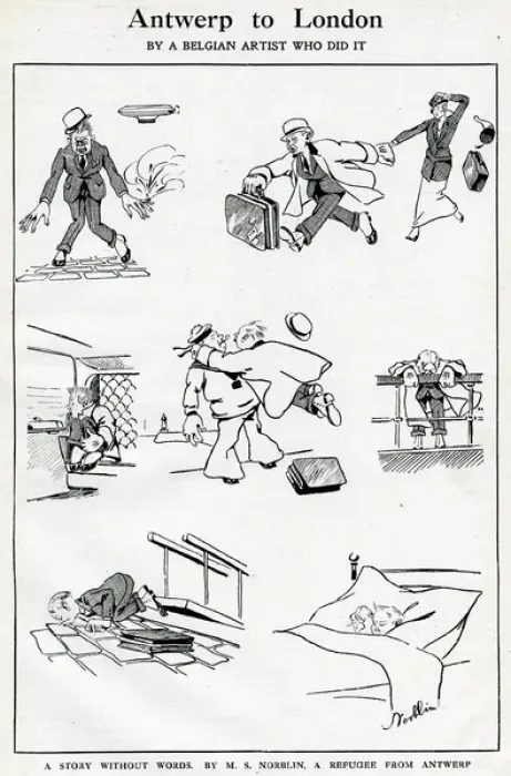 Framed Print : Cartoons, Antwerp to London, WW1