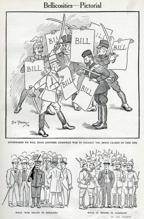 Framed Print : Three cartoons at the start of the First World War Framed Print : Three cartoons at the start of the First World War