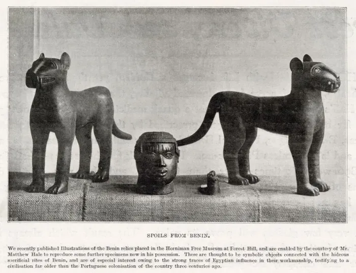Framed Print : Carved figures from Benin placed at the Horniman Museum in Forest Hill, SE London Framed Print : Carved figures from Benin placed at the Horniman Museum in Forest Hill, SE London