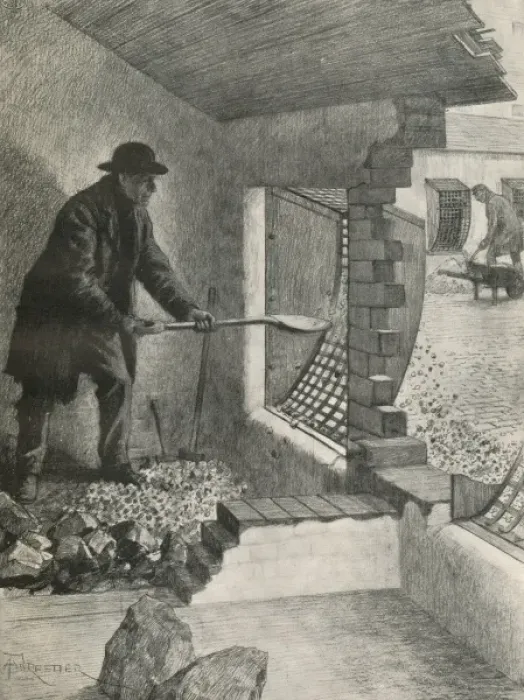 Framed Print : A casual worker shovelling stones from his cell Framed Print : A casual worker shovelling stones from his cell