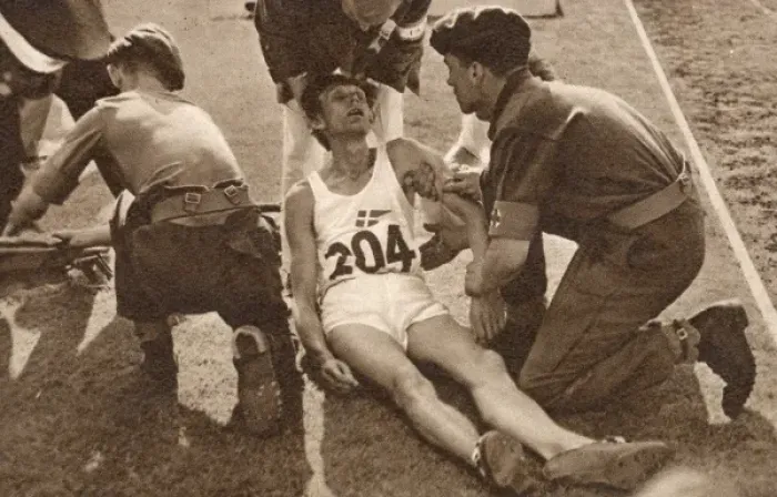 Framed Print : A casualty at the 1948 London Olympics Framed Print : A casualty at the 1948 London Olympics