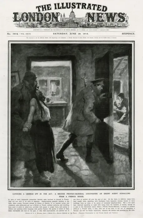 Framed Print : Catching German spy in the act 1915 Framed Print : Catching German spy in the act 1915