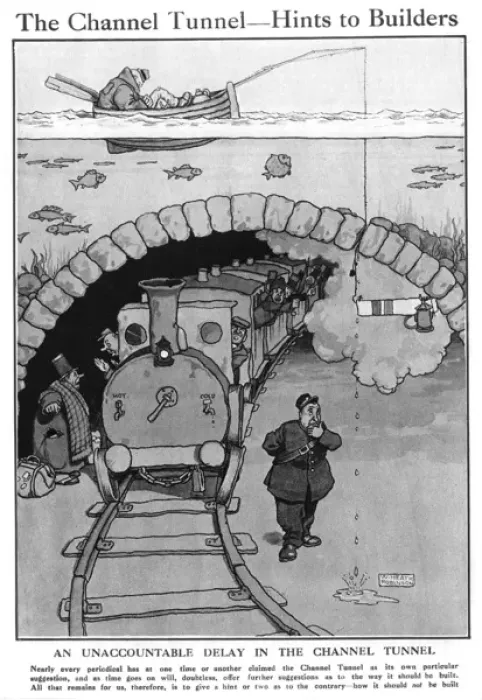 Framed Print : The Channel Tunnel - hints to builders, Heath Robinson Framed Print : The Channel Tunnel - hints to builders, Heath Robinson