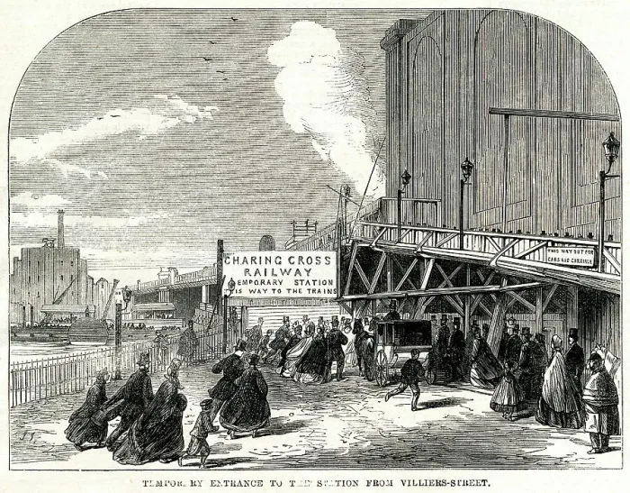 Framed Print : Charing Cross - Temporary Entrance 1864 Framed Print : Charing Cross - Temporary Entrance 1864