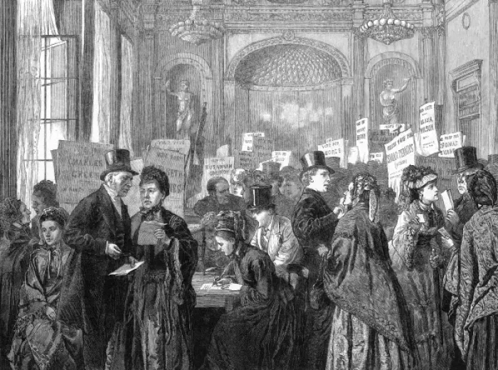 Framed Print : A Charity Election at the London Tavern, 1873 Framed Print : A Charity Election at the London Tavern, 1873