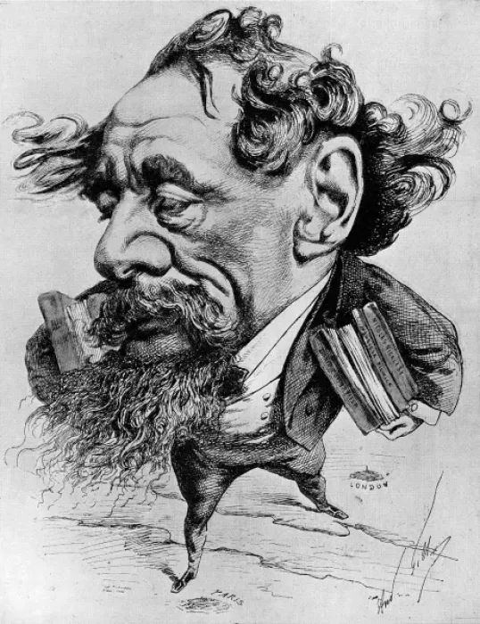 Framed Print : Charles Dickens, by Andre Gill, 1868