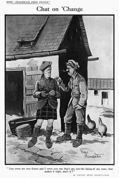 Framed Print : Chat on Change, by Bairnsfather