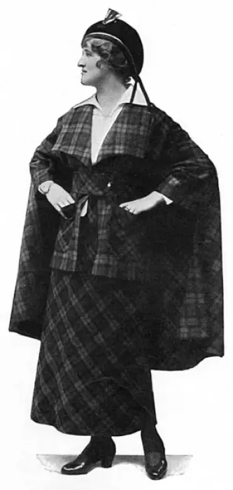 Framed Print : Checked Tipperary costume from Paris, womens fashion, WW1