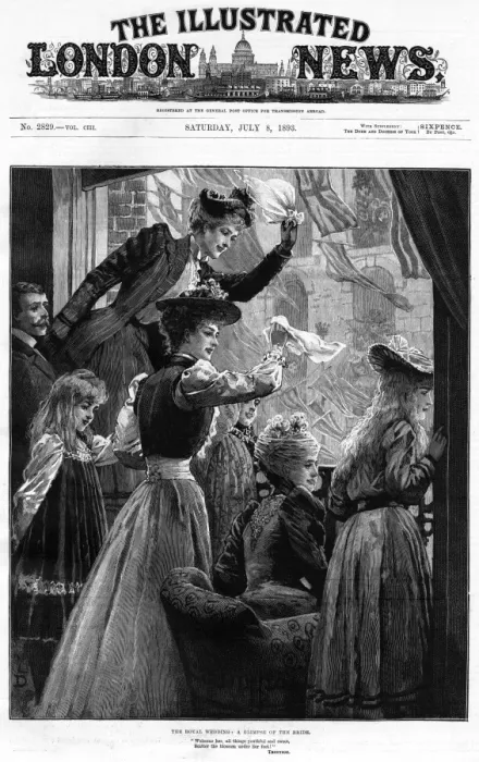 Framed Print : Cheering citizens hail passing royal bride, 1893