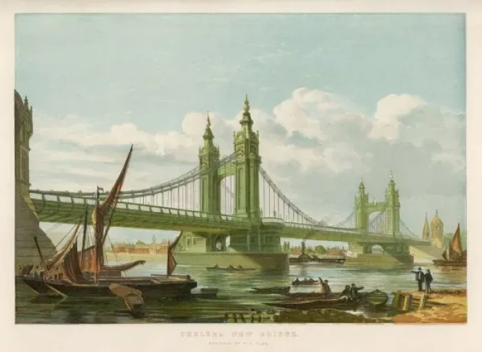 Framed Print : Chelsea Bridge 1858