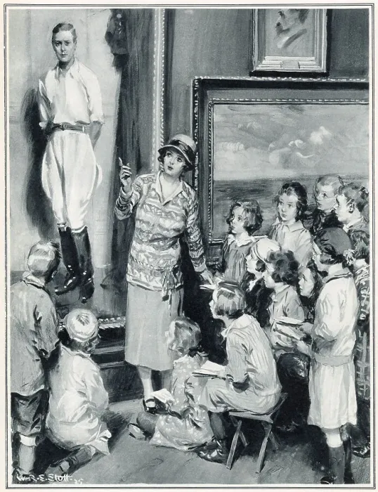 Framed Print : Children at Manchester City Art Gallery learning 1925
