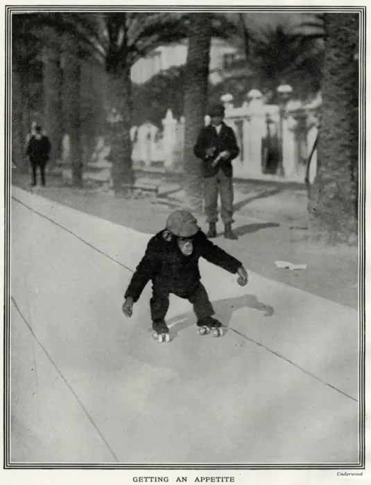 Framed Print : Chimpanzee roller skating in Cannes Framed Print : Chimpanzee roller skating in Cannes