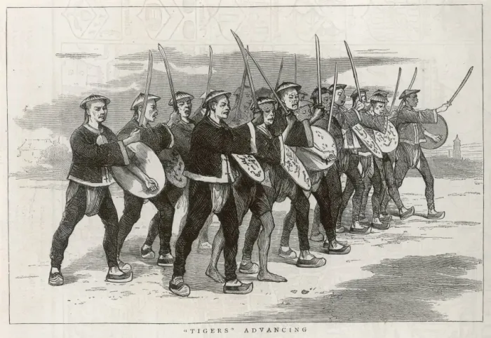 Framed Print : Chinese Soldiers advancing Framed Print : Chinese Soldiers advancing