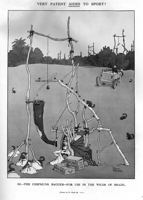 Framed Print : The Chipmunk Bagger by Heath Robinson