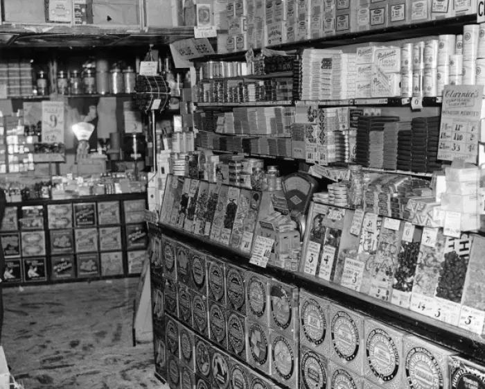 Framed Print : Chocolates at Barbers Shop, London, c. 1930 Framed Print : Chocolates at Barbers Shop, London, c. 1930