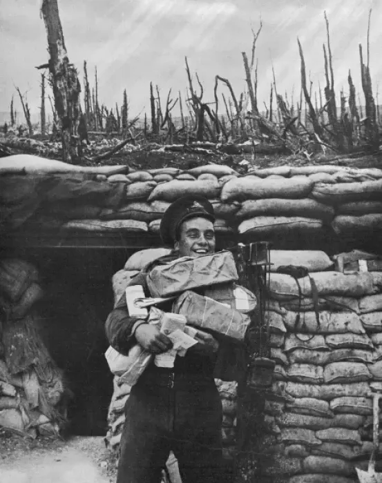 Framed Print : Christmas mail arriving in the trenches 1916 Framed Print : Christmas mail arriving in the trenches 1916