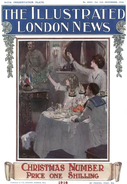 Framed Print : Christmas Toast to an Absent Soldier, 1916 Framed Print : Christmas Toast to an Absent Soldier, 1916