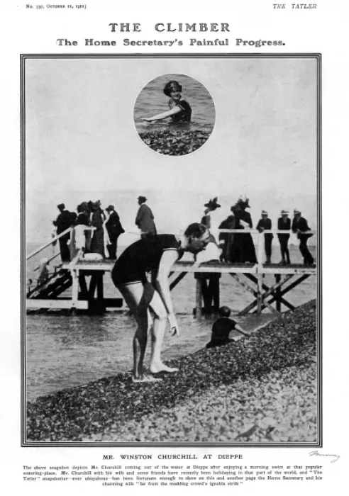 Framed Print : Churchill on holiday at Dieppe, 1911 Framed Print : Churchill on holiday at Dieppe, 1911