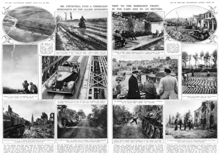 Framed Print : Churchill visits the Normandy Front during WWII
