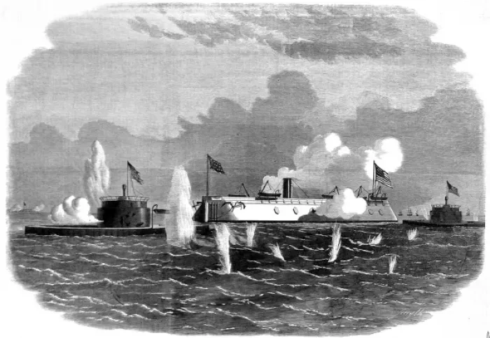 Framed Print : The civil war in America. Confederate ships in battle Framed Print : The civil war in America. Confederate ships in battle