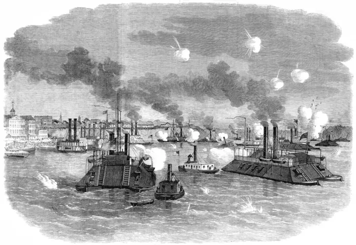 Framed Print : The Civil War in America: destruction of the Confederate flo Framed Print : The Civil War in America: destruction of the Confederate flo