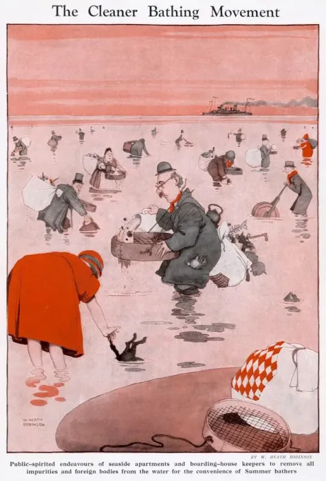 Framed Print : The Cleaner Bathing Movement by W. Heath Robinson Framed Print : The Cleaner Bathing Movement by W. Heath Robinson