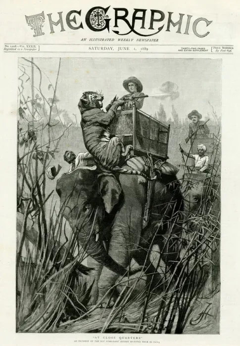 Framed Print : Close quarters with a tiger 1889 Framed Print : Close quarters with a tiger 1889
