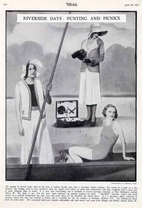 Framed Print : Clothes for punting and picnics 1931 Framed Print : Clothes for punting and picnics 1931
